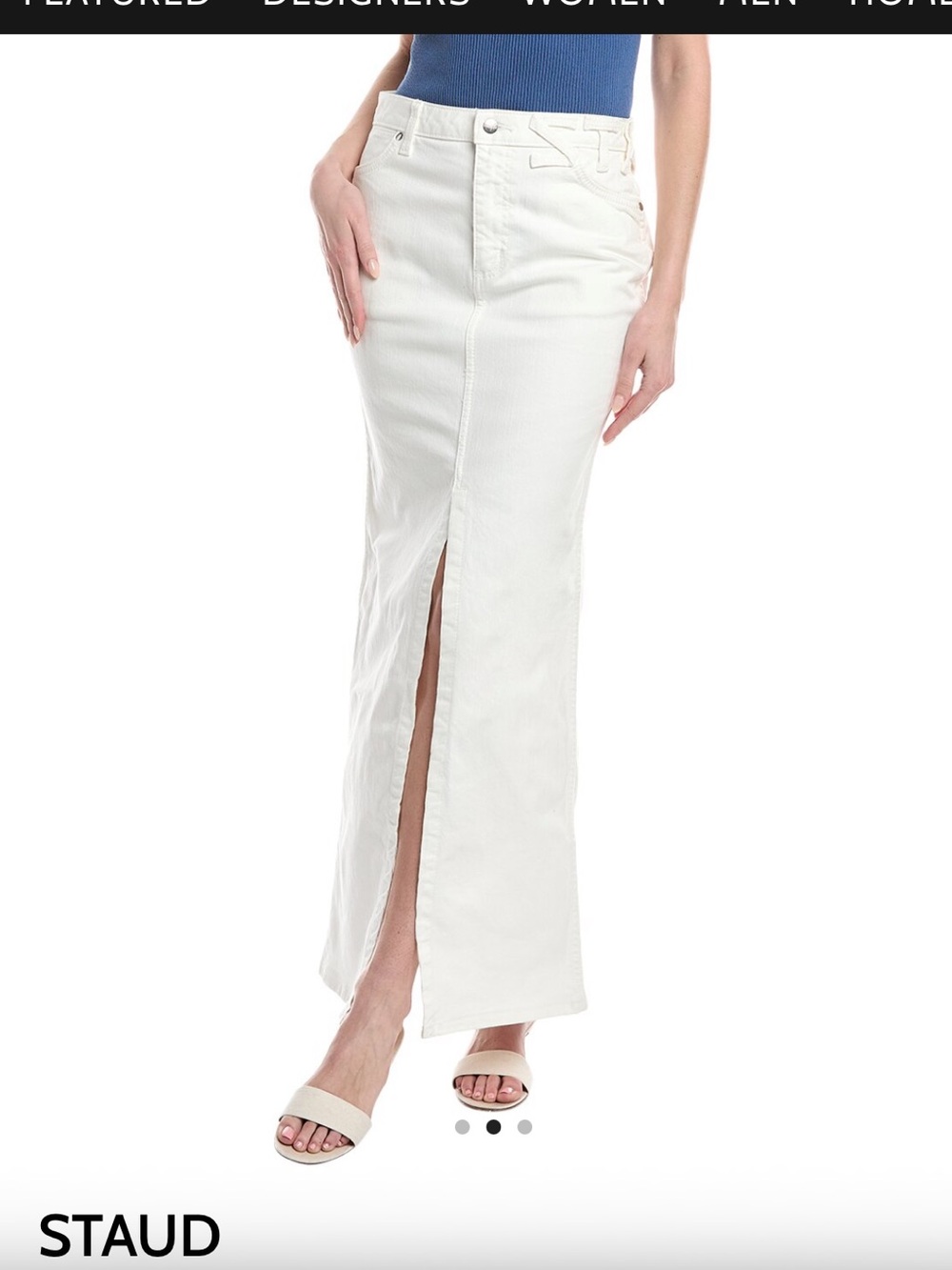 STAUD White Front-Slit Maxi Skirt